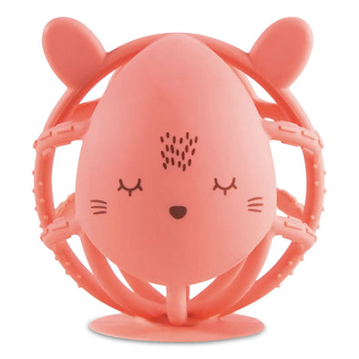 Silicone Teething Bunny Toy in Coral