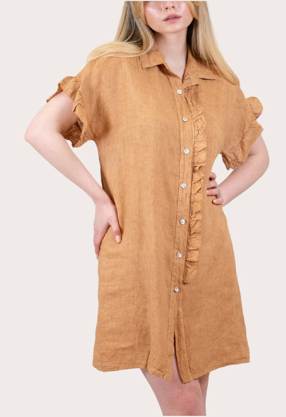 Cinnamon Linen Dress