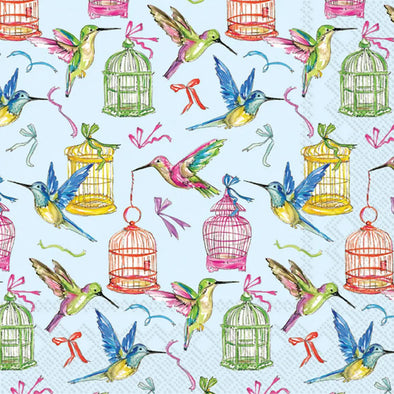 Paper Cocktail Napkins Pack of 20 Birds and Cages
