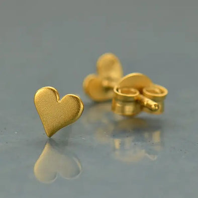 Gold Plated Tiny Heart Stud Earrings