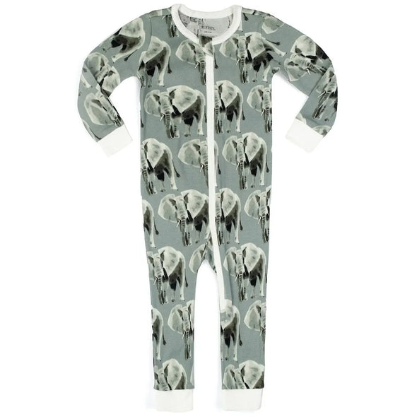 Grey Elephant Organic Cotton Zipper Pajama