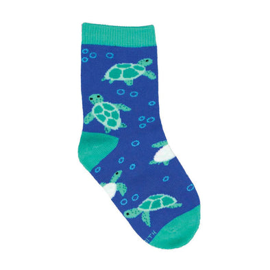 Kid's Bubbly Turtles Blue Socks 2-4Y