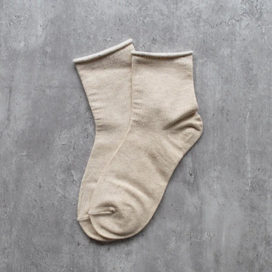 Roll Up Basic Casual Socks in Oatmeal