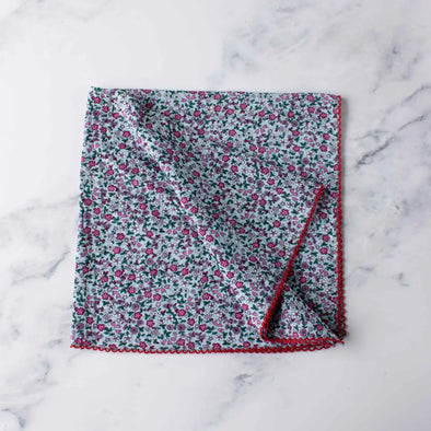 Square Little Floral Cotton Scarf in Blue