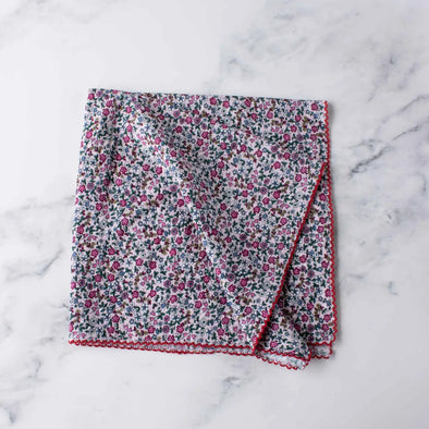 Square Little Floral Cotton Scarf in Pink