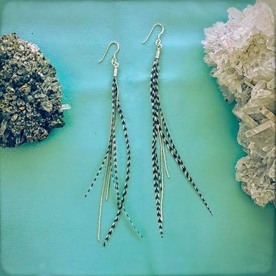 Mini Feather Earrings in Grizzly/Silver