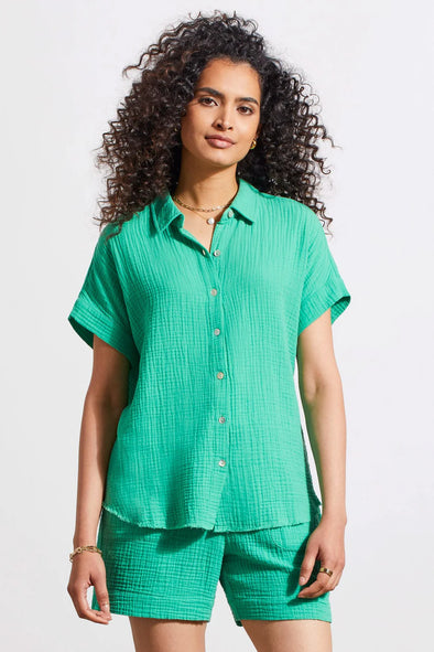Short Sleeve Gauze Shirt in Jademist