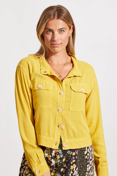 Cropped Linen Blend Jacket in Limoncello