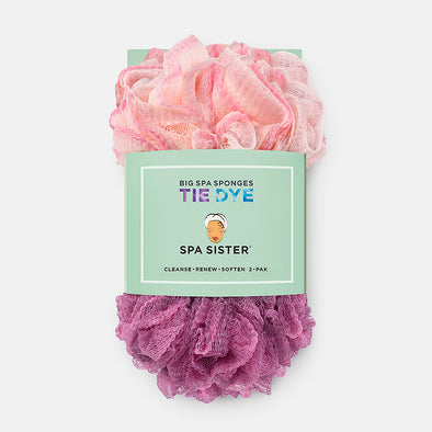 Tie Dye Big Spa Sponges in Pink/Mauve