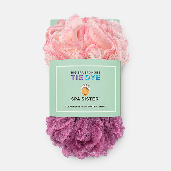 Tie Dye Big Spa Sponges in Pink/Mauve