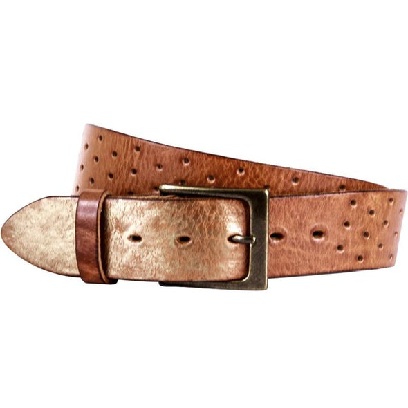 Perforata Curved Leather Belt