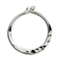 Hammered Thin Wire Hoop Earring - 13mm Sterling Silver