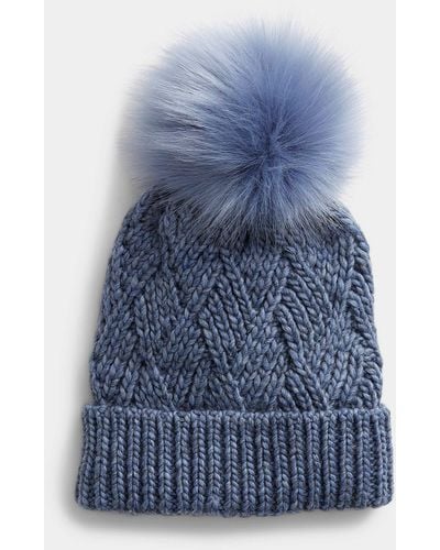 Faux Fur Freedom Pom Hat in Denim