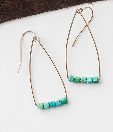 Petite Cubist Gemstone Earring-Turquoise