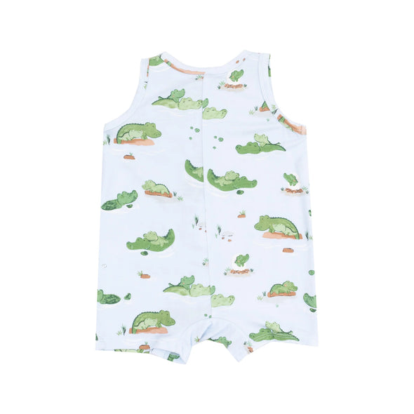 Sleeveless Shortie Romper in Alligator Blue