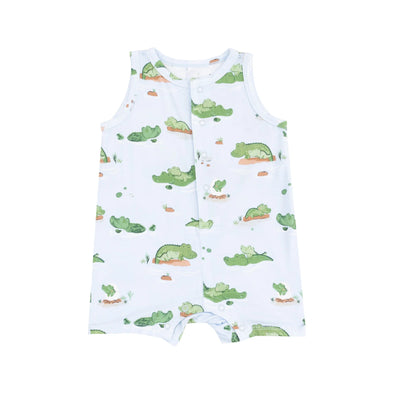 Sleeveless Shortie Romper in Alligator Blue