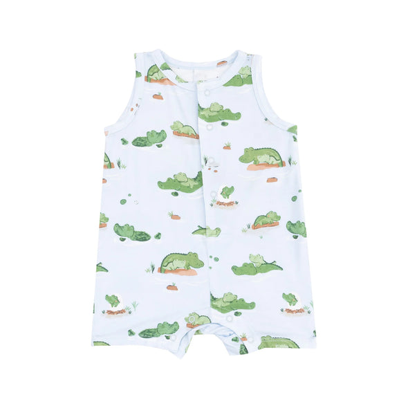 Sleeveless Shortie Romper in Alligator Blue