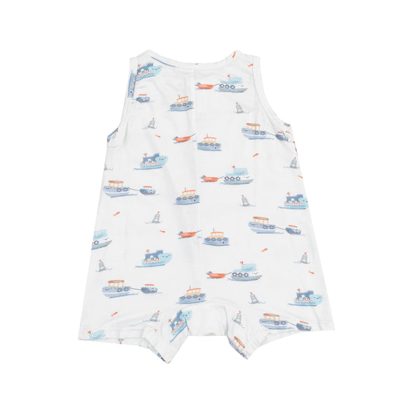 Sleeveless Shortie Bubbly Tugboats Romper