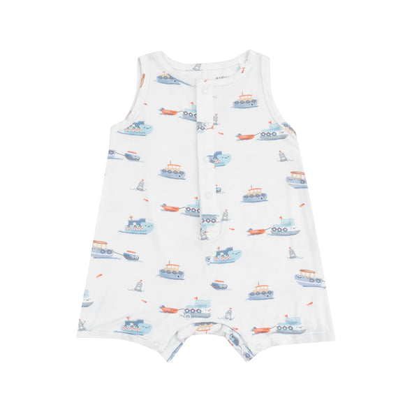 Sleeveless Shortie Bubbly Tugboats Romper