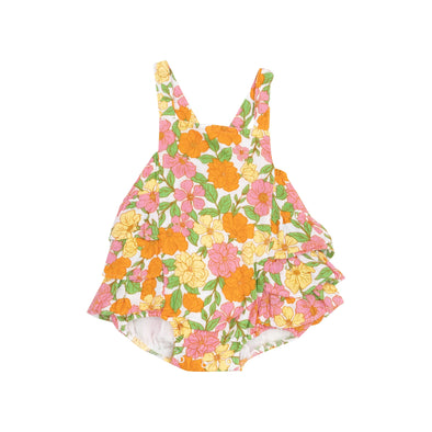 Ruffle Sunsuit in Botanical Retro Floral
