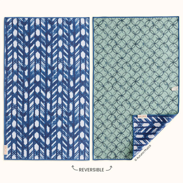 Indigo Lattice Reversible Microfiber Towel