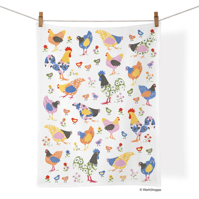 Hens & Chicks 100% Cotton Tea Towel