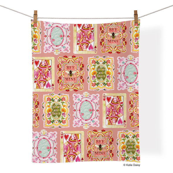Vintage Valentines 100% Cotton Tea Towel