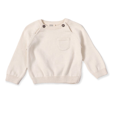 Milan Raglan Sweater Knit Baby Pullover in Cream
