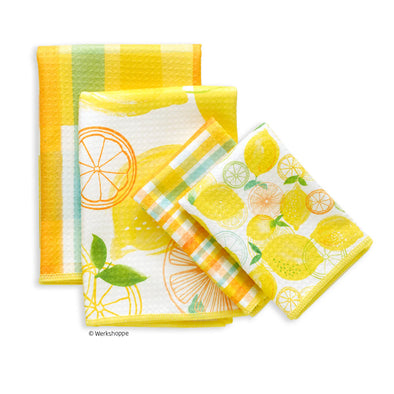 Lemon Plaid All Purpose Towel Set of 4