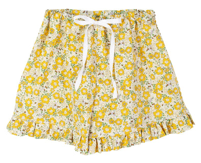 Charlotte Ruffle Lounge Shorts in Daisy