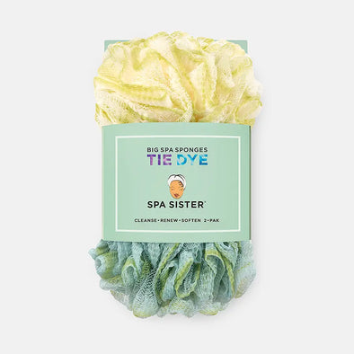 Tie Dye Big Spa Sponges in Lime & Jade