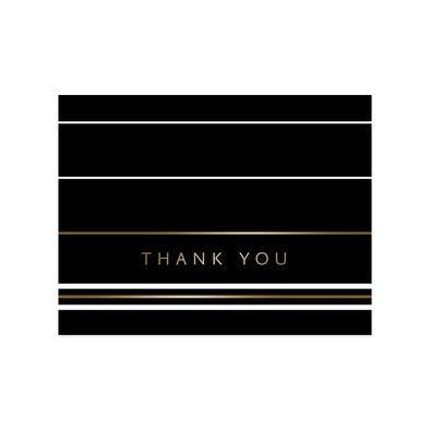 Classic Stripe Black Thank You Cards Set of 20