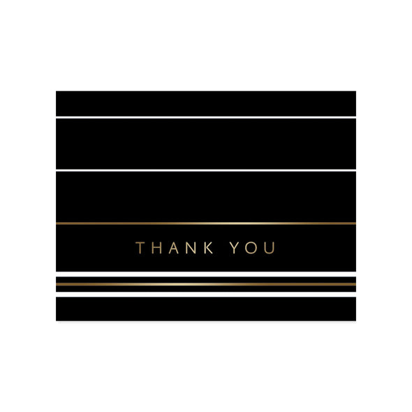 Classic Stripe Black Thank You Cards Set of 20