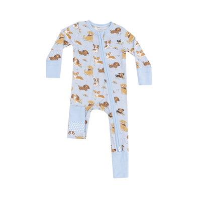 2-Way Zipper Romper in Best Friend Dogs Blue