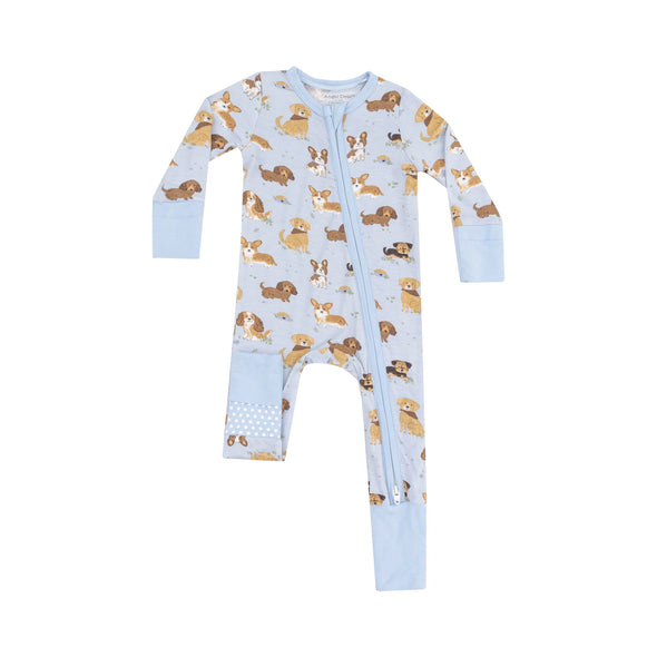 2-Way Zipper Romper in Best Friend Dogs Blue