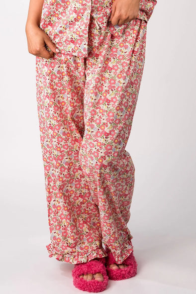 Charlotte Ruffle Lounge Pant in Rose