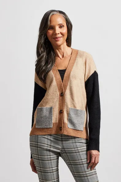 Color Block Sweater Cardigan in Nomad