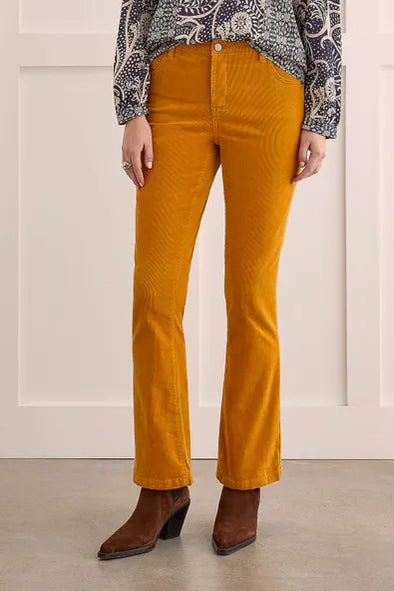 Stretch Corduroy Bootcut Pants in Marigold