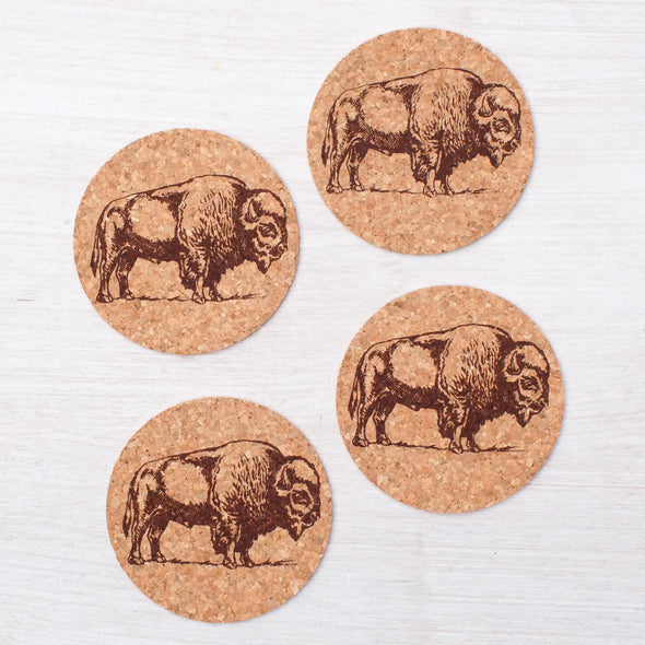 Bison Cork Coasters Set of 4