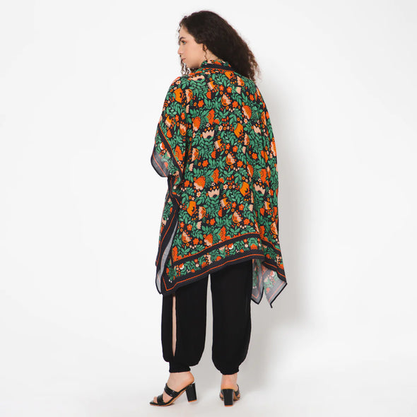 Golden Wildflowers Kimono in Orange Peel Flowers
