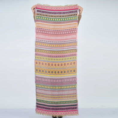 City Lines Embroidered Scarf in Moss Green