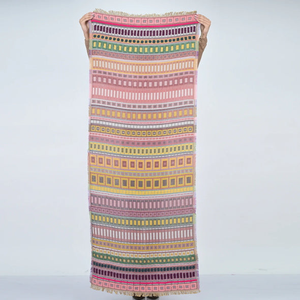 City Lines Embroidered Scarf in Moss Green