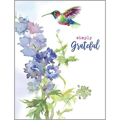 Delphinium and Hummer Blank Thank You Boxed Set of 8