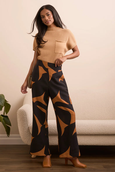 Flowy Wide Leg Pants in Bran