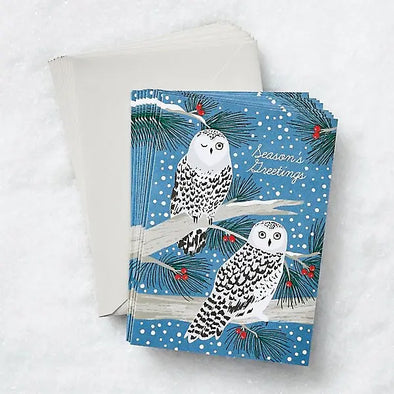 Snowy Owls Christmas Card Set of 10