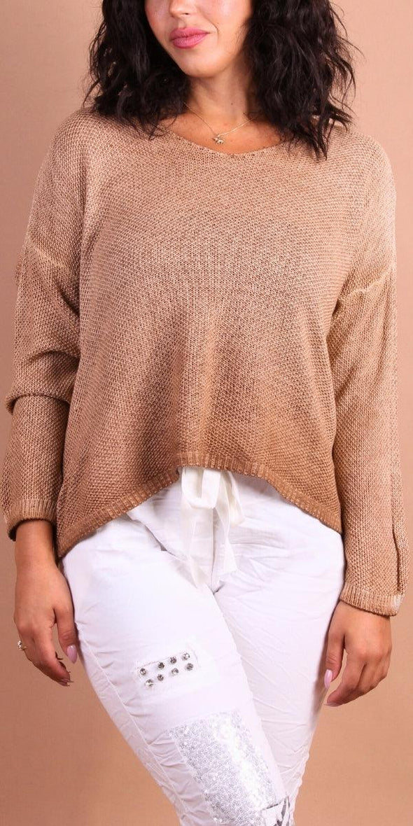 Emma Sweater Top in Camel
