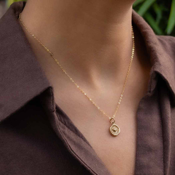 Bronze 18 Inch Wax Seal Heart Necklace
