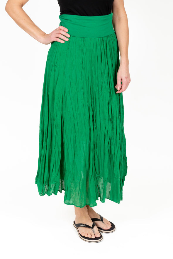 Flare Crinkle Skirt in Gucci Green