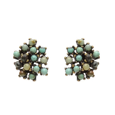 Beaded Cluster Earring in African Turquoise