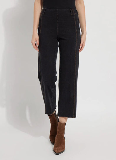 Payton Wide Leg Crop in Midtown Black
